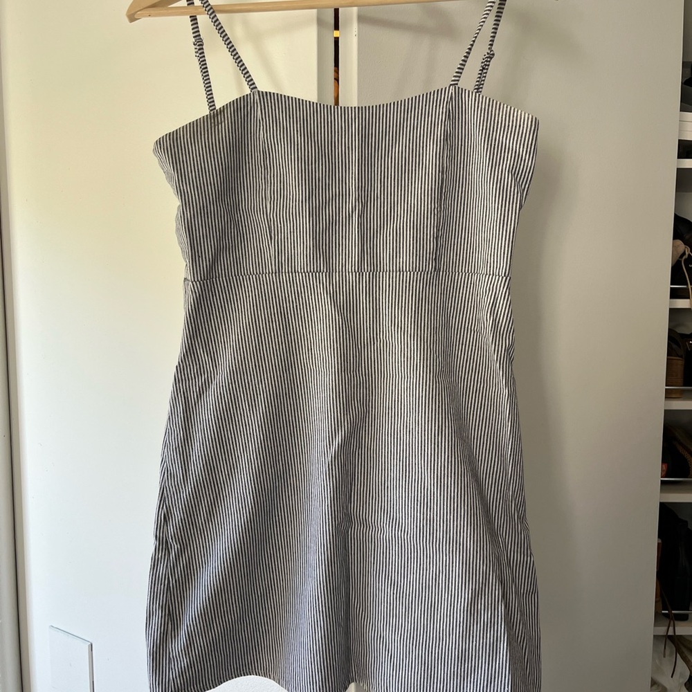 Brandy Melville Navy and White Striped Mini Dress
